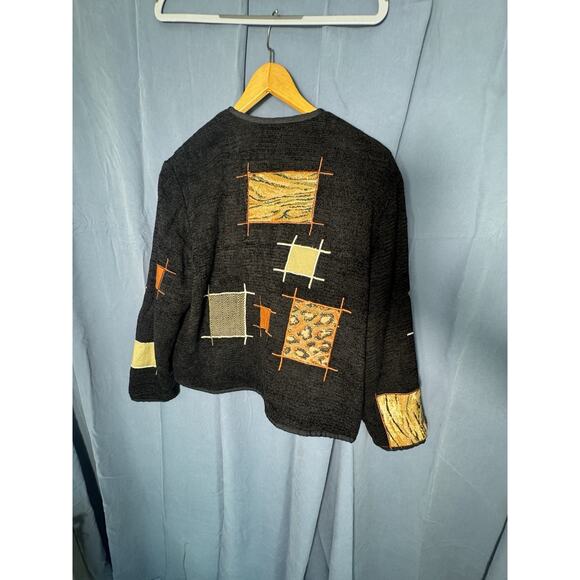 Allure Patch Print Jacket Women's Size petite small Black Animal Print Woven - Picture 4 of 4